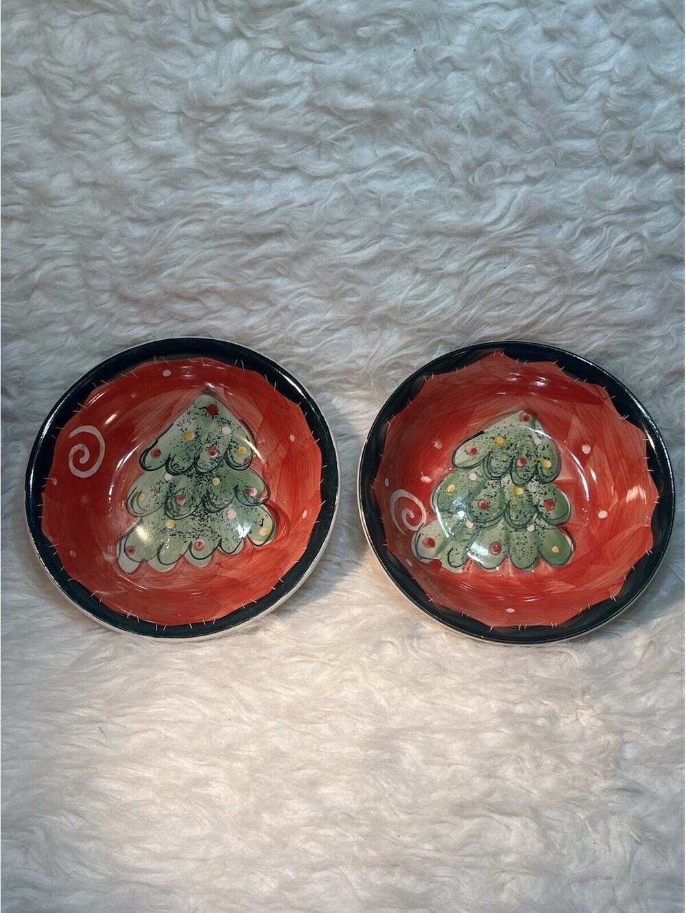 2 Vintage Stoneware Studio 33 Holiday Christmas Tree Bowls